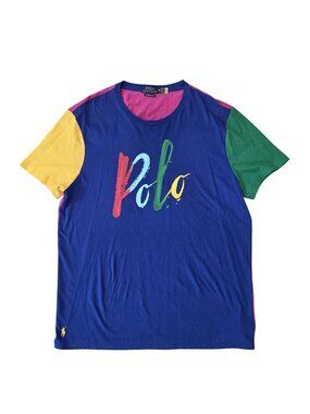 Polo Ralph Lauren Mens Custom Slim Fit Colorblock T-Shirt Multicolor Logo XL